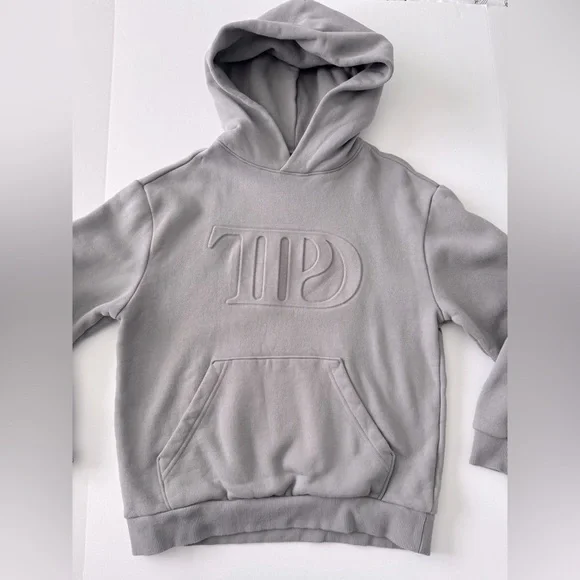 Taylor Swift The Tortured Poets Department TTPD Gray Embossed Hoodie Youth M - Picture 5 of 6